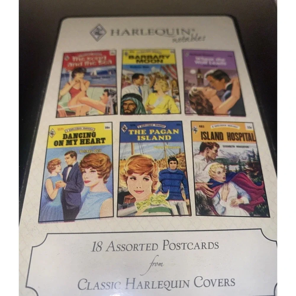 Harlequin Notables Vintage Postcard Tin